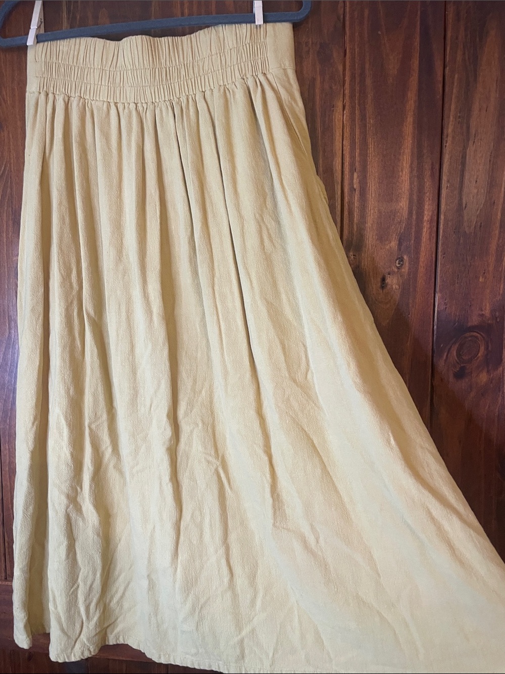 Gilli Butter Yellow Button-Front Linen Blend Maxi Skirt with Pockets SzM - Picture 6 of 8